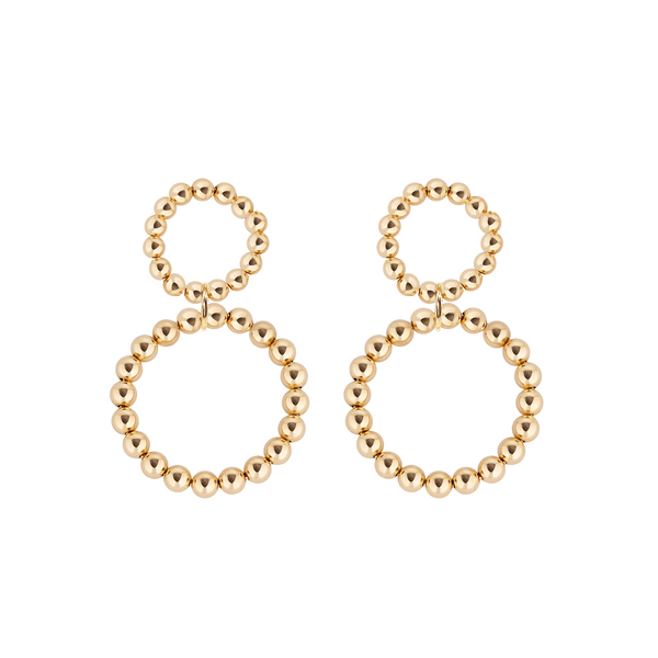 Double Dangle Gold Filled Beaded Hoop Earrings