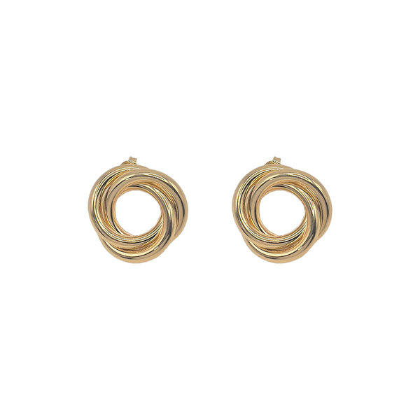 Triple Knot Gold Stud Earrings