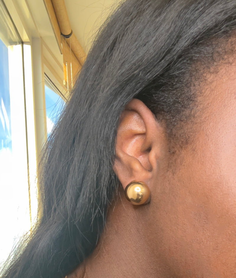 Jumbo Big Gold Ball Stud Earrings