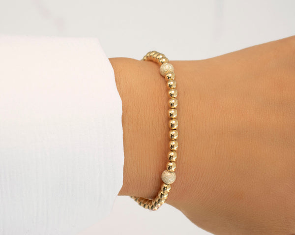 Yellow Gold and Silver Stardust Quad Beaded Bracelet