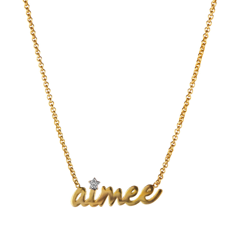 14k Gold Diamond Accent Script Nameplate Necklace