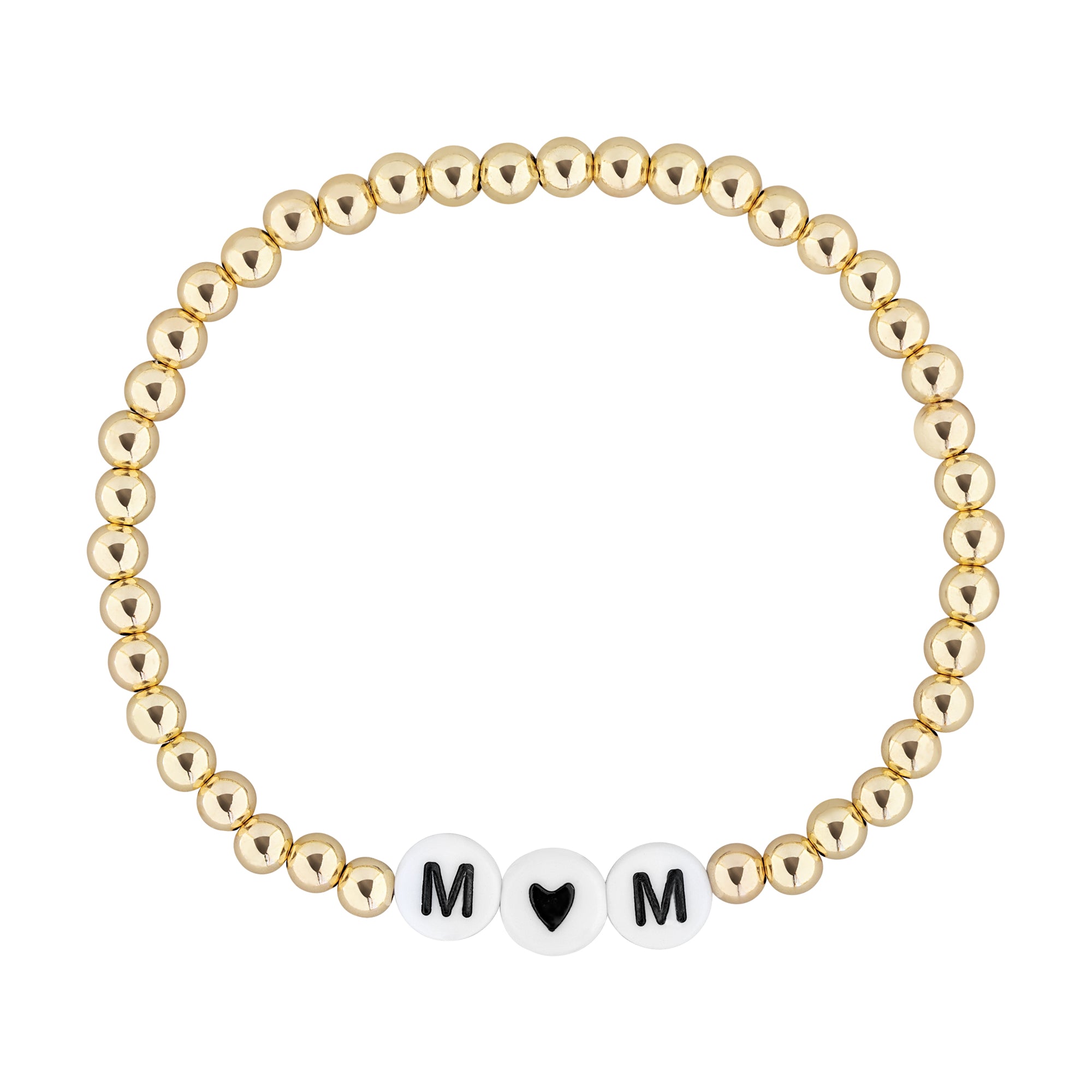 Girl Mom- Gold Beaded Letter Bracelet