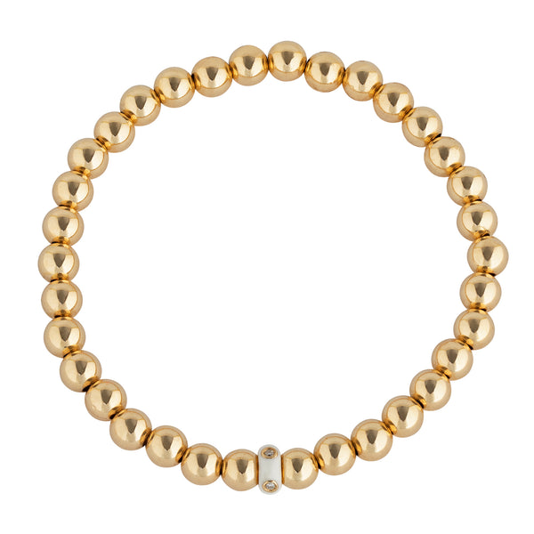 Diamond Enamel Rondel Gold Filled Beaded  Bracelet