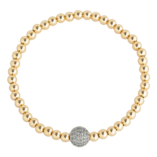 8 MM Diamond Ball Gold Filled Beaded Bracelet
