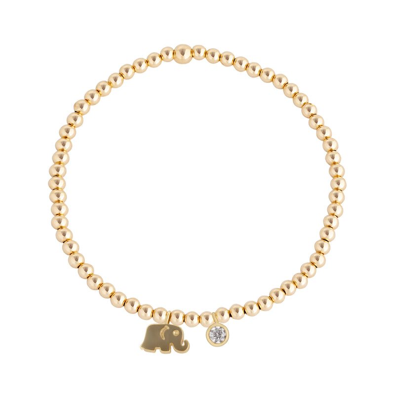 Elephant Drop Gold-Filled Beaded Bracelet
