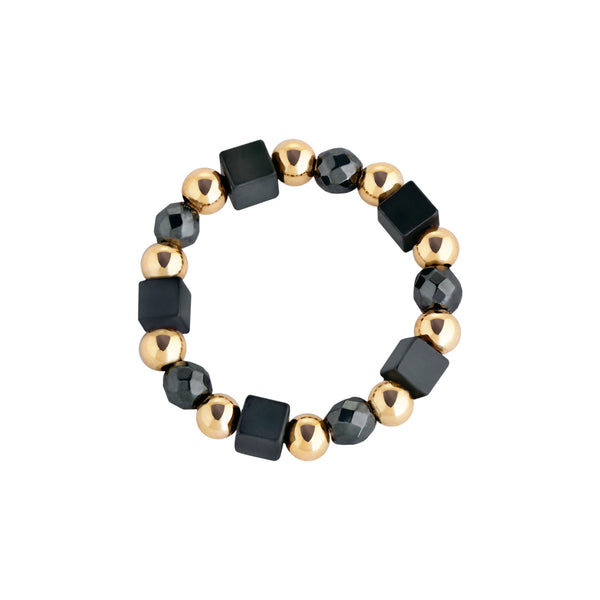 Hematite and Gold-Filled Beaded Ring