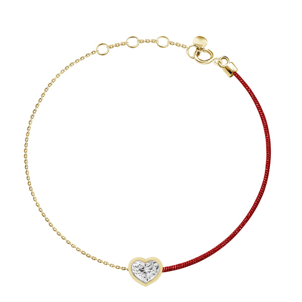 18K Diamond Heart Thread Chain Bracelet