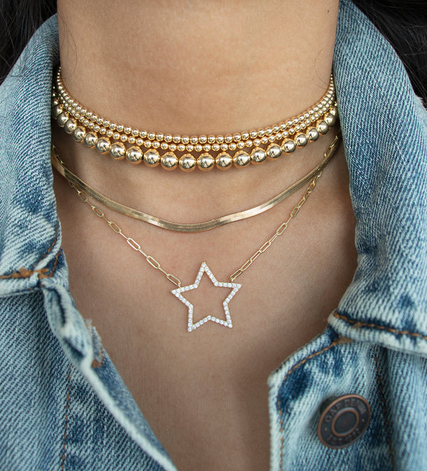 Crystal Hollow Star Necklace