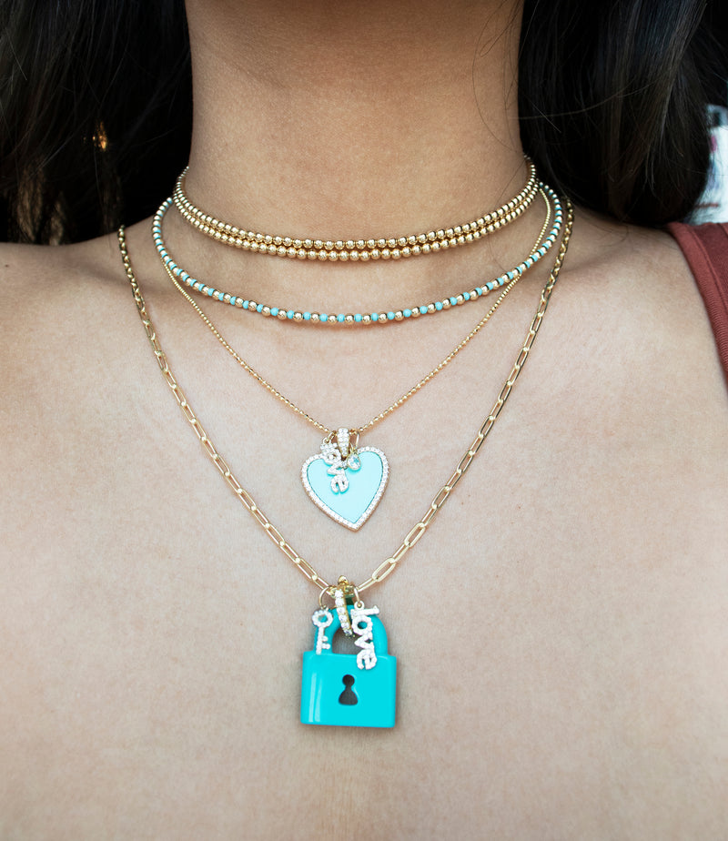 Turquoise Lock and Key Necklace