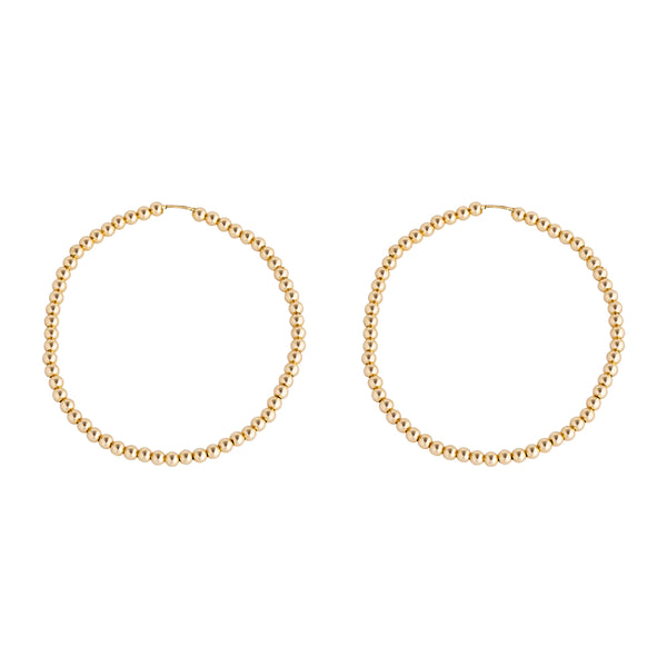 55 MM Gold Filled Beaded Hoop Earrings