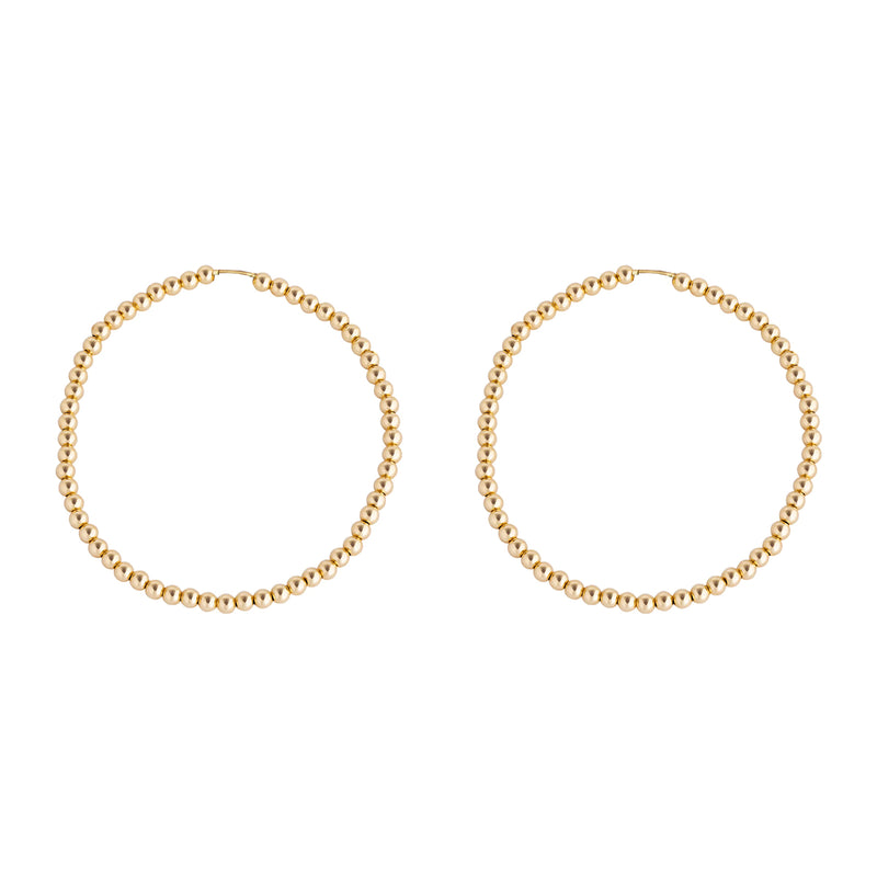 55 MM Gold Filled Beaded Hoop Earrings