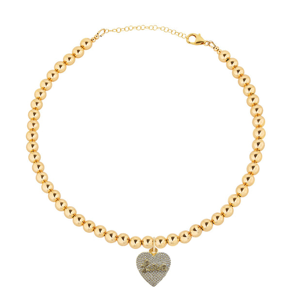 4 MM Love Gold Filled Beaded Necklace