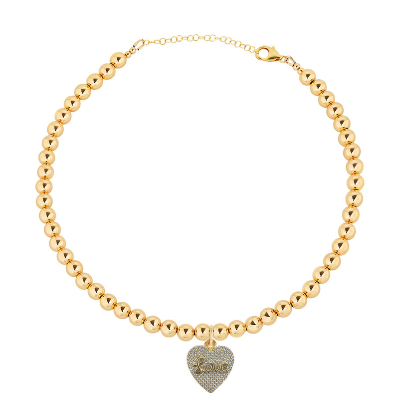 4 MM Love Gold Filled Beaded Necklace