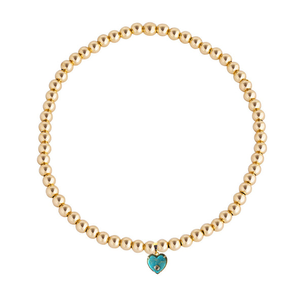 14k gold Turquoise stone heart Gold Filled beaded bracelet