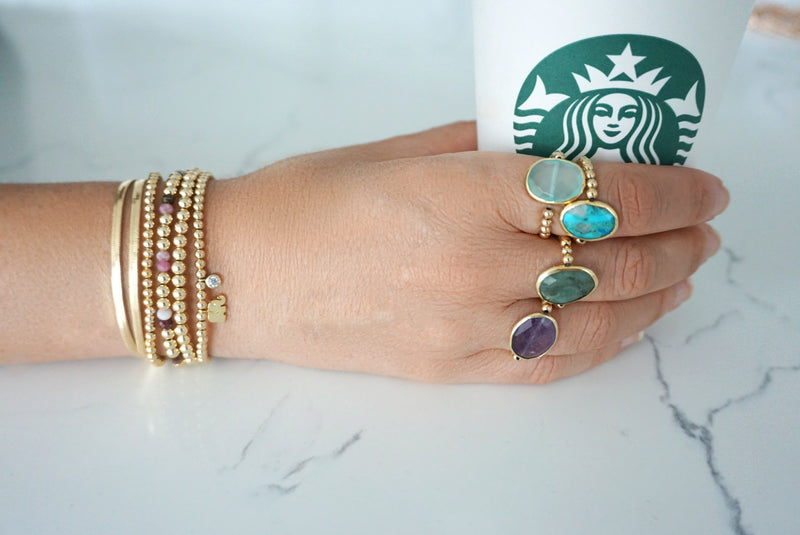 Gold Filled Beaded Amethyst Ring