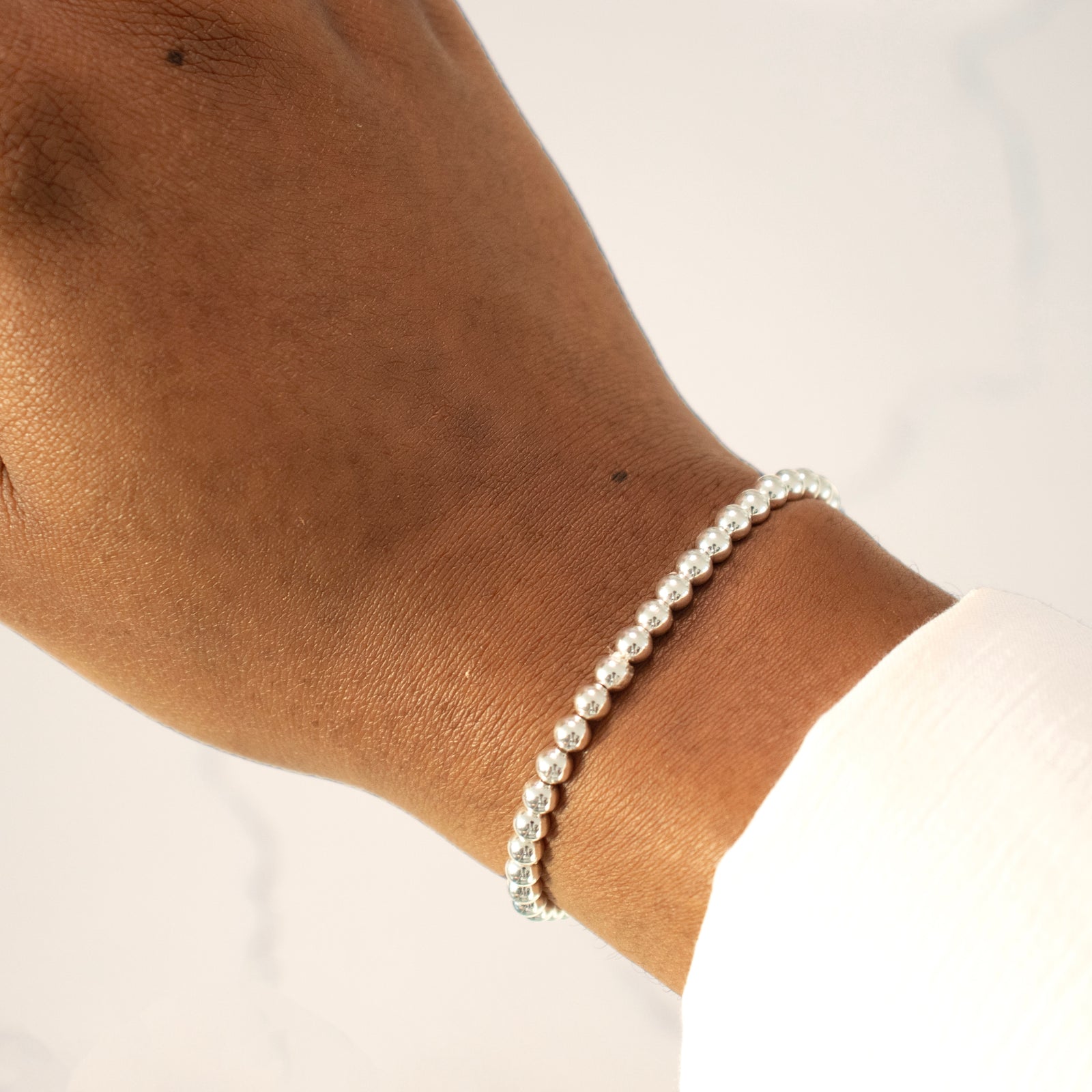 4 MM Sterling Silver Beaded Bracelet – Bonnie Jennifer