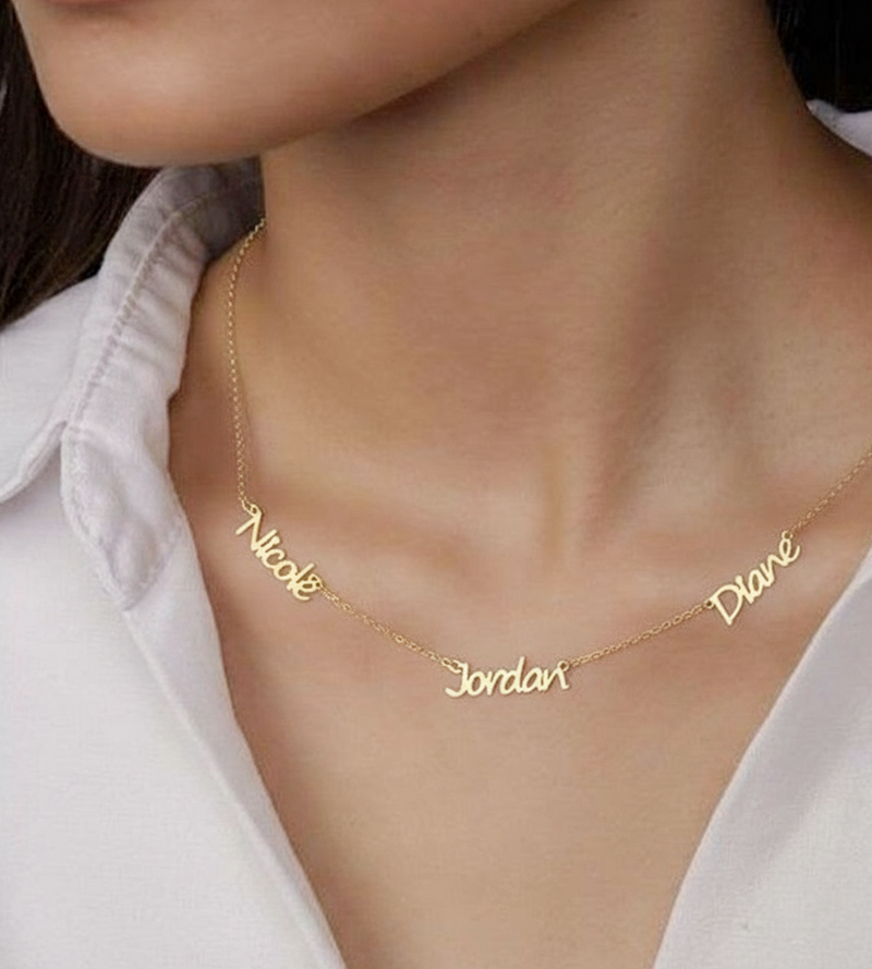 Triple Nameplate Necklace