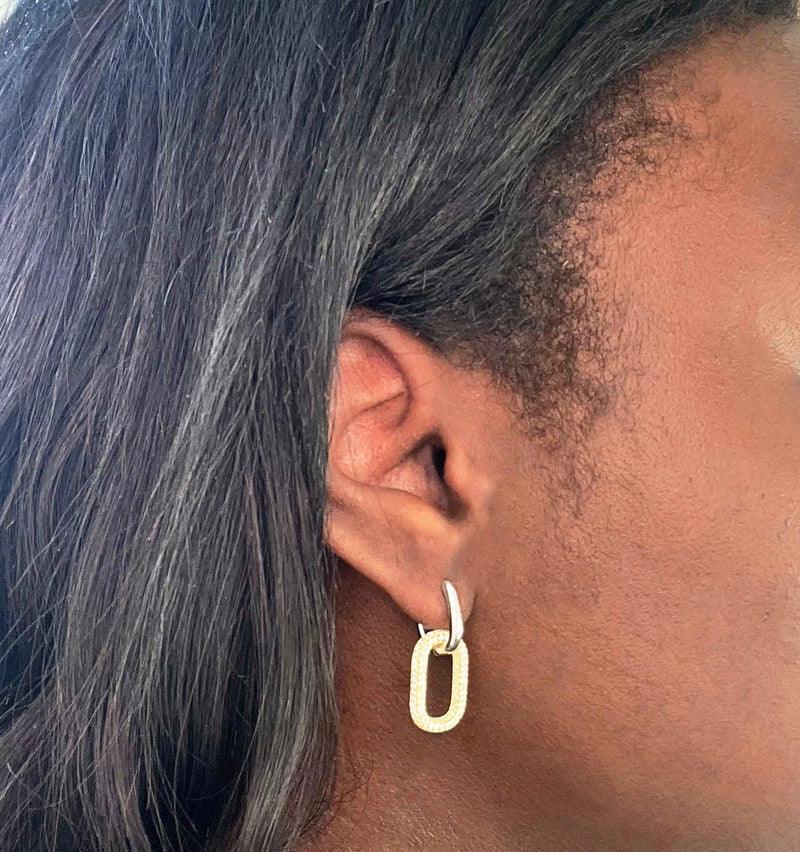 Double Dangle Pave Crystal Hoop Earrings