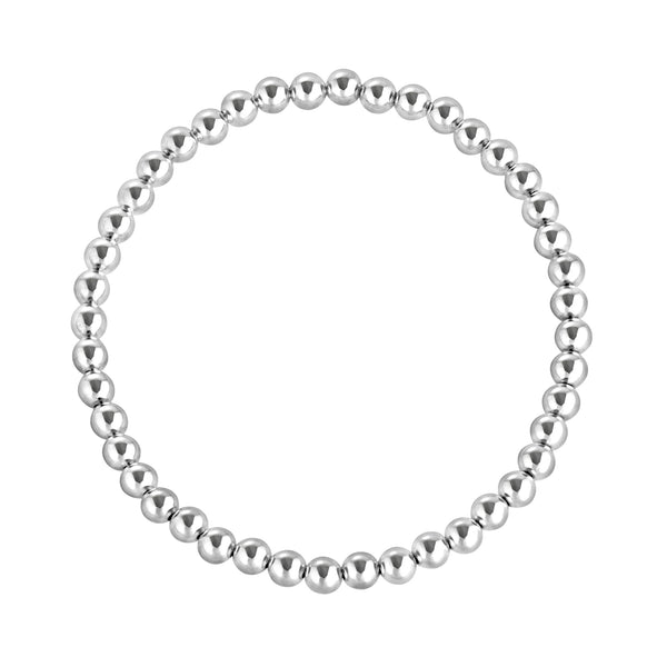 4 MM Sterling Silver Beaded Bracelet