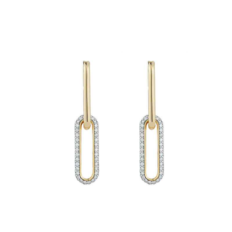 Large Double Dangle Pave Crystal Hoops