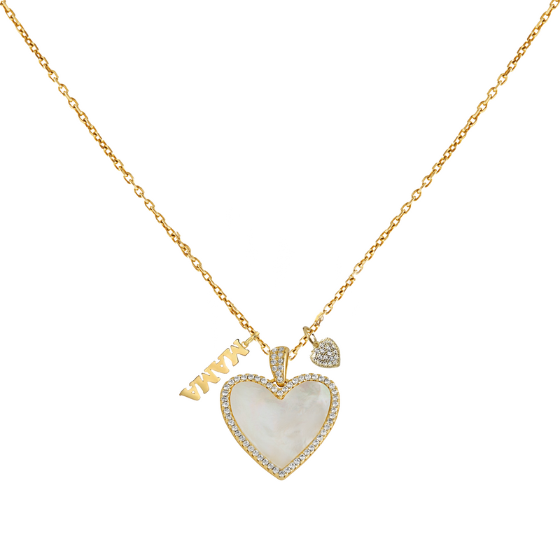 Gold Heart Mama Charm Necklace