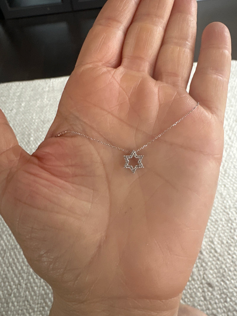 14K Gold Diamond Star of David Necklace