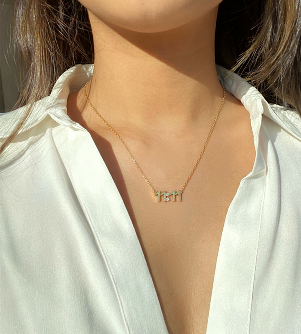 14K Gold Angel Number Necklace