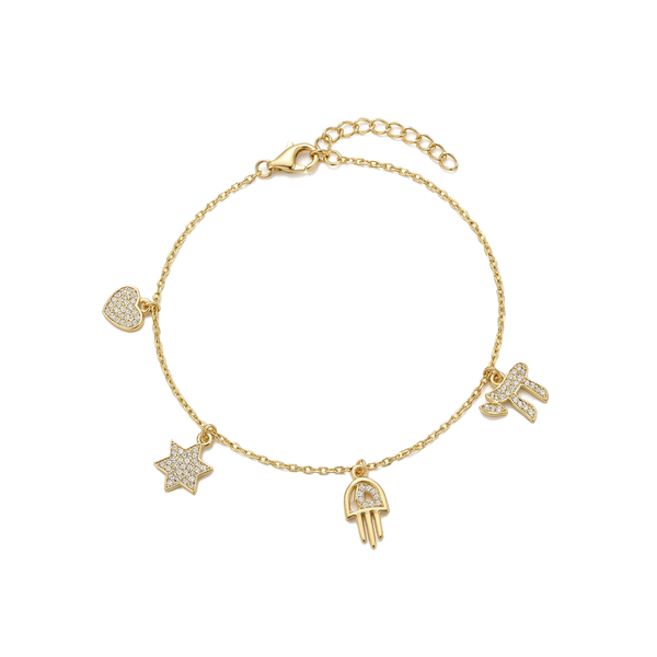 Crystal Judaica Charm Bracelet