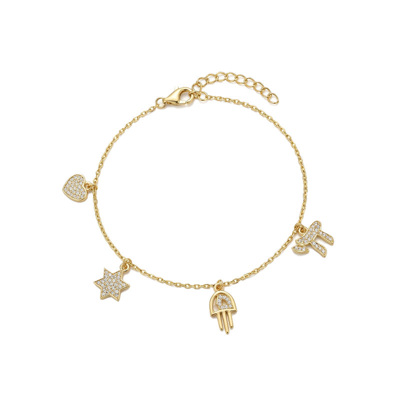Crystal Judaica Charm Bracelet