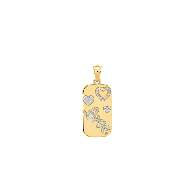 Crystal Love Dog Tag Charm