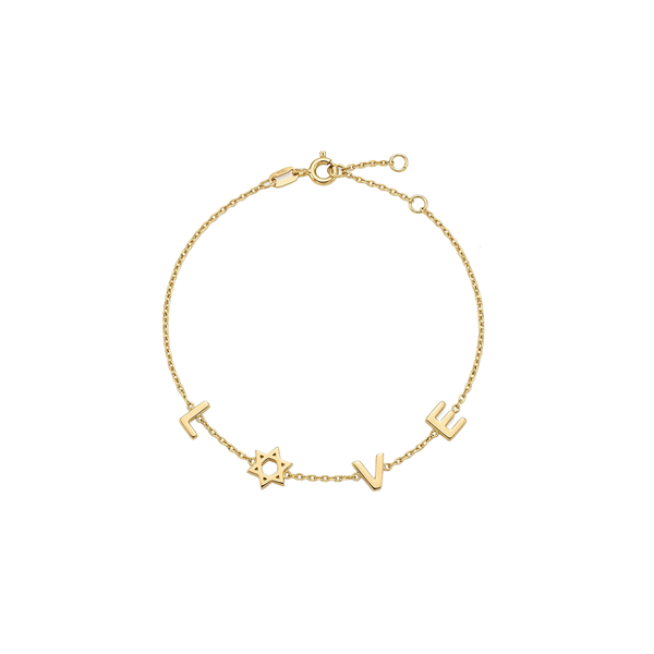14K Gold "LOVE" Star of David Charm Bracelet