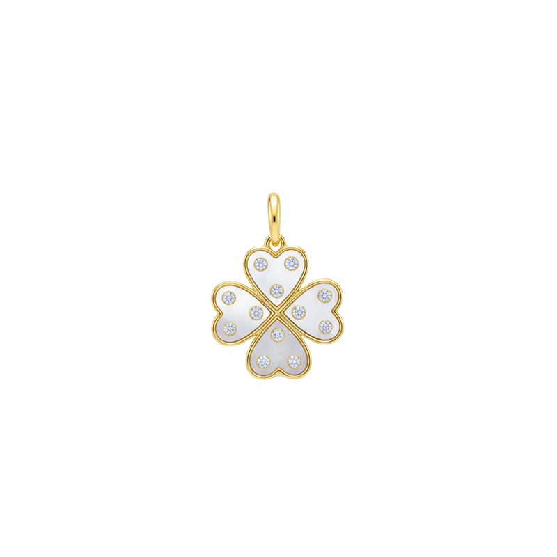 White Mother of Pearl Clover Charm