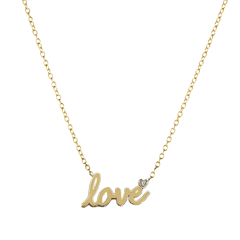 14k Gold Love Script Nameplate Necklace