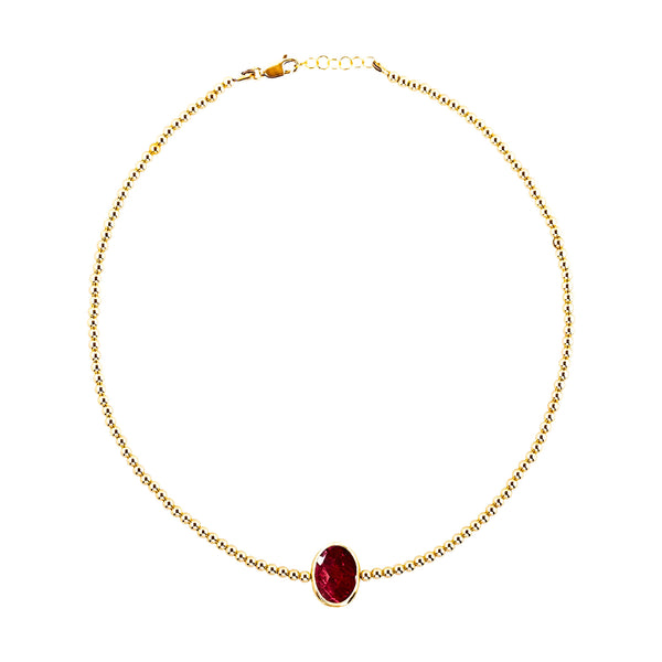 Raw Ruby Gold Filled Gemstone Beaded Necklace