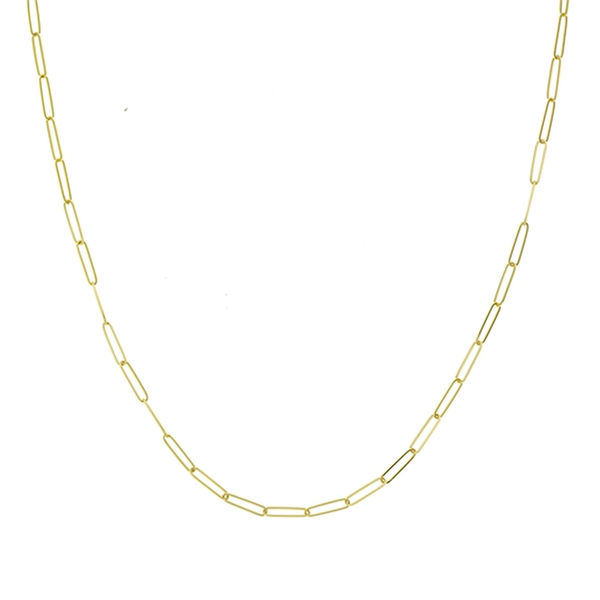 14K Gold Mini Paperclip Chain Necklace