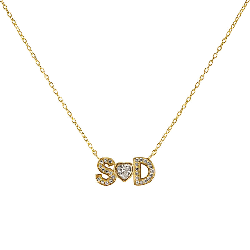 Double Initial Heart Chain Necklace
