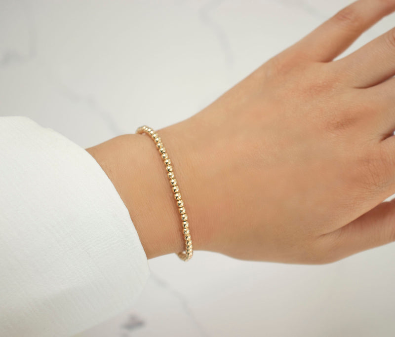 3mm 14k gold-filled bead bracelet with gemstones – Lizzy Shaw Studio