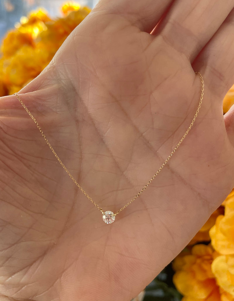 Dainty 18K Diamond Solitaire Necklace