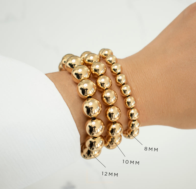8 MM Yellow Gold Filled Beaded Bracelet – Bonnie Jennifer