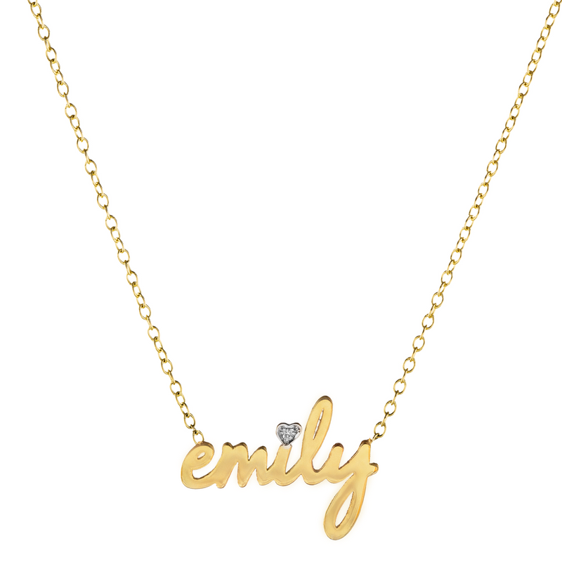 14k Gold Diamond Accent Script Nameplate Necklace