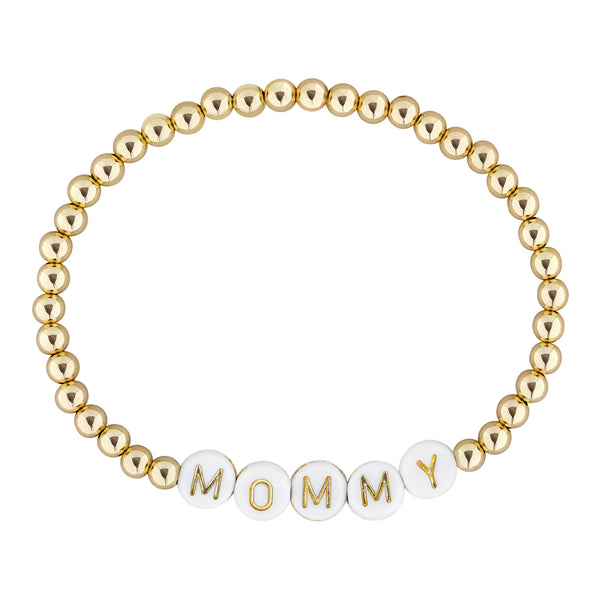 "Mommy" Gold Filled Word Beaded Bracelet
