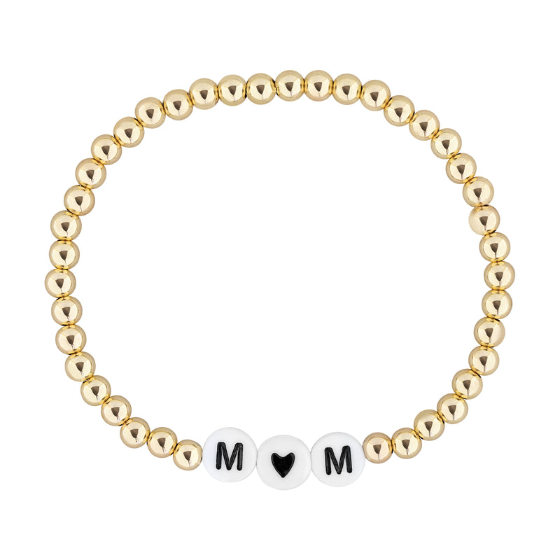 "Mom" Gold Filled Word Beaded Bracelet