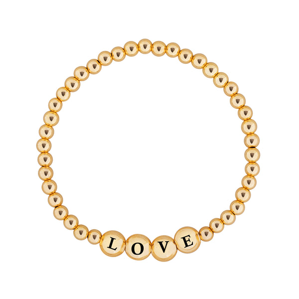 14K Gold Filled Ball Word Beaded Bracelet