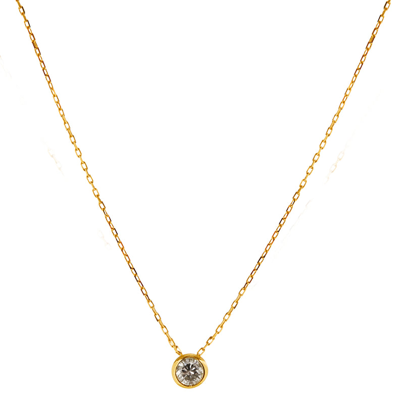 Dainty 18K Gold Diamond Bezel Necklace