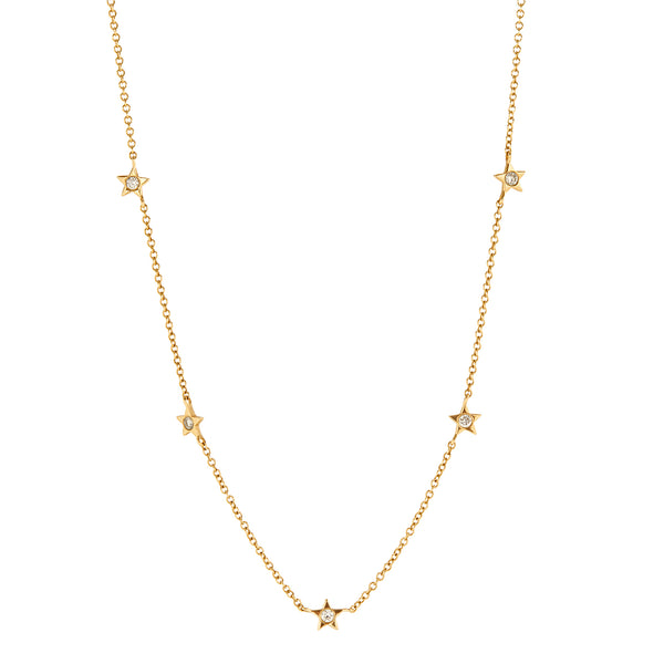 14k Gold Diamond Star Choker Necklace