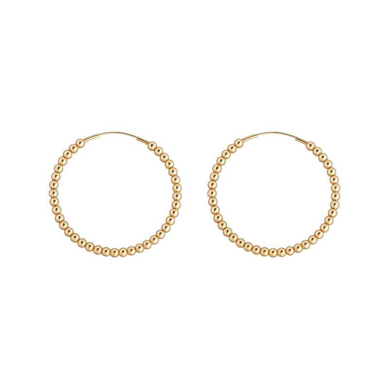 3 MM Gold Filled Beaded Hoop Earrings