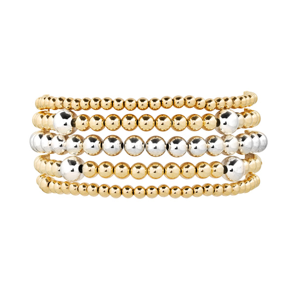 Gold Beaded Bracelets for Women, 18K Gold Plated Bead Ball Layered Bracelets  Set Copper Beads Stackable Elastic Stretch Gold Bracelets Fashion Beaded  Jewelry (4+4+4+5+6mm) : Buy Online at Best Price in KSA -