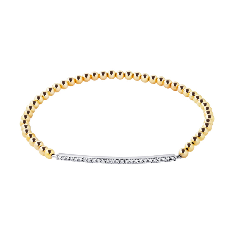 Thin Pave Bar Gold Filled Beaded Bracelet