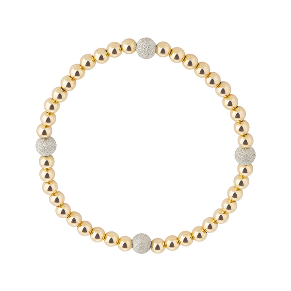 Yellow Gold and Silver Stardust Quad Beaded Bracelet