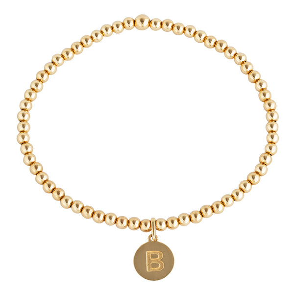 14K Gold Initial Coin Gold-Filled Beaded Bracelet